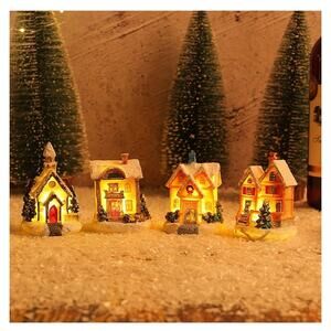 Light Up Christmas Brick House Resin LED Village Decor Snowy Winter Display NEW